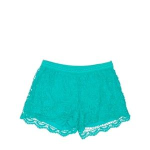 🍒 Mid rise Blue Teal Elastic Lace Shorts